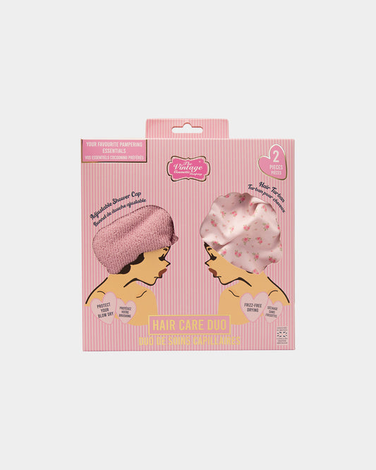 Vintage Shower Cap & Hair Turban Duo