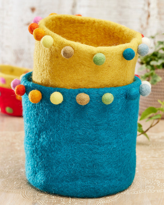 2 Felt Rainbow Ball Planters