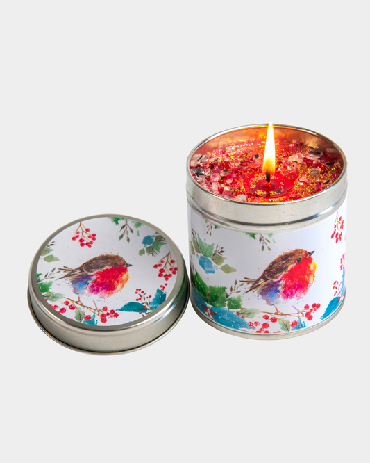 Christmas Robin Candle Tin