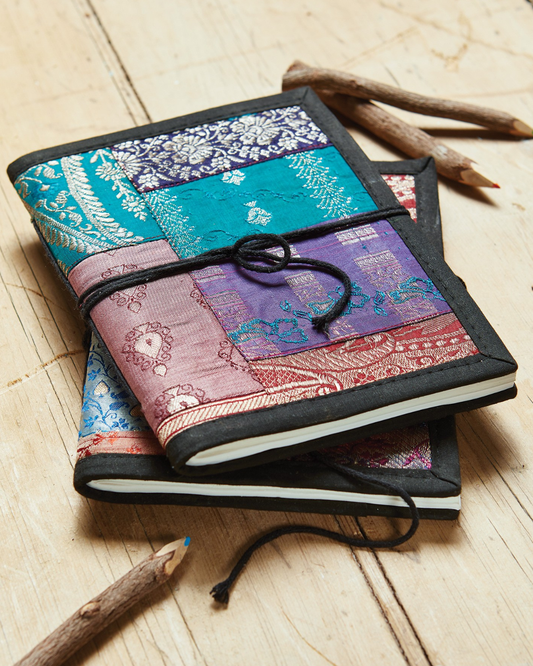 Sari-Covered Handmade Paper Notebook
