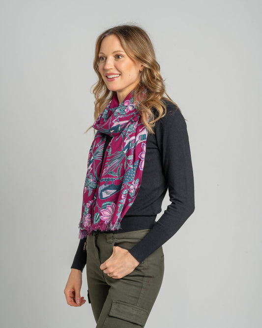 Plum Floral Printed Scarf
