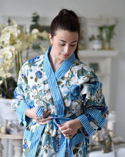 Blue Rose Ladies Dressing Gown