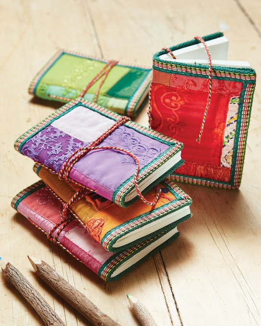 Sari-Covered Handmade Paper Small Notebook