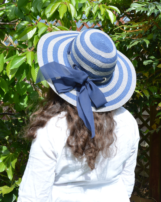 Blue Stripe Foldaway Hat