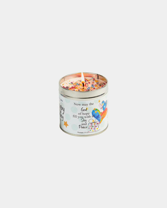 Happy Birthday Candle Tin with Scripture