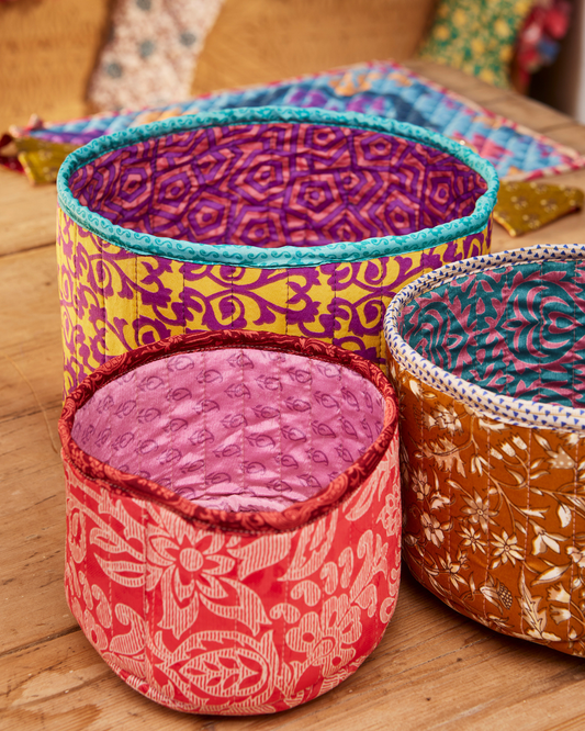 3 Recycled Sari Nested Baskets