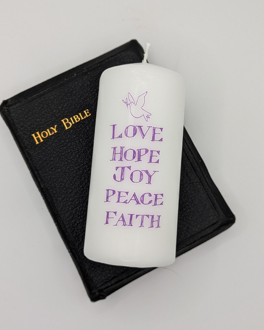 Love, Hope, Joy Pillar Candle
