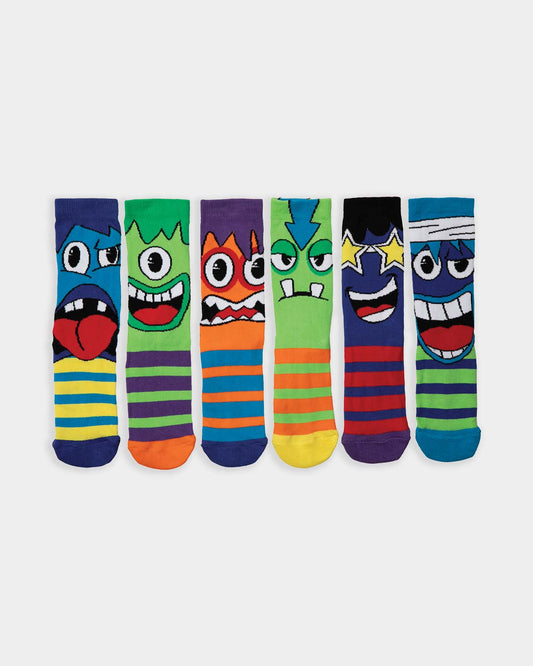 Six silly patterned children's socks, gift boxed