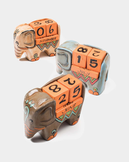 Wooden Elephant Desk Calendar
