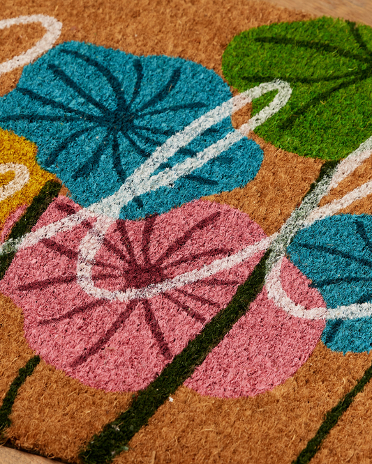 Hello Floral Coir Doormat