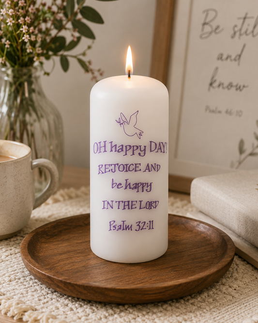Oh Happy Day Pillar Candle