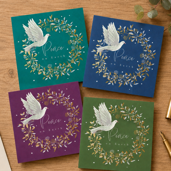Peace on Earth dove Christmas card designs, pack of 20