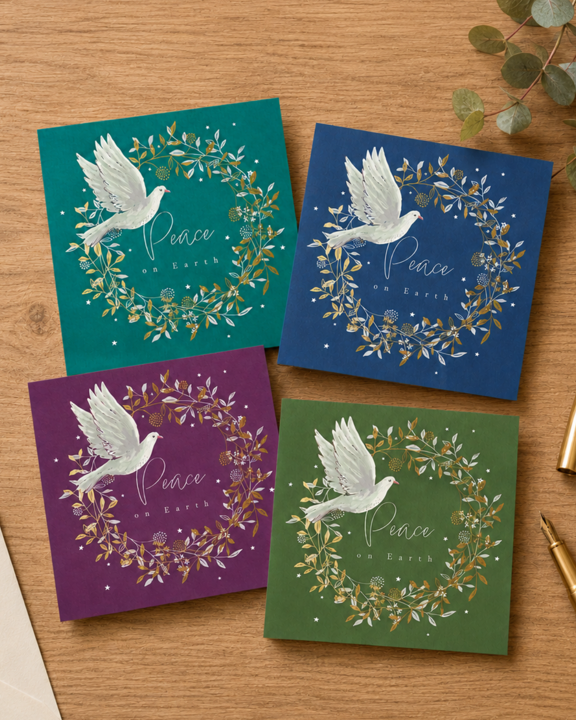 Peace on Earth dove Christmas card designs, pack of 20