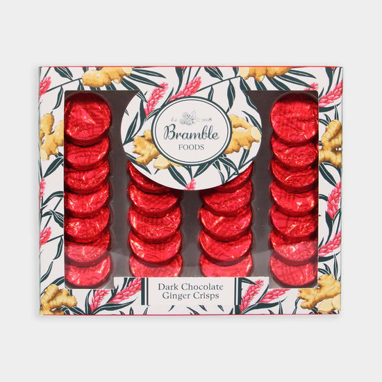 Bramble Foods dark chocolate ginger crisps box