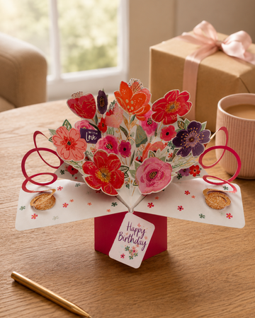 Happy Birthday Flowers Pop-Up Card