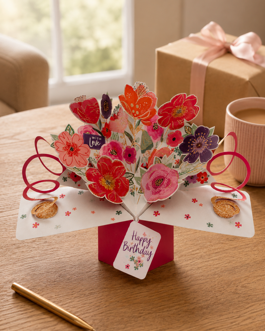 Happy Birthday Flowers Pop-Up Card