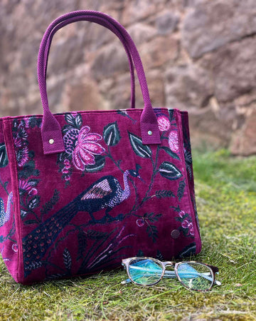 Plum Velvet Tote Handbag