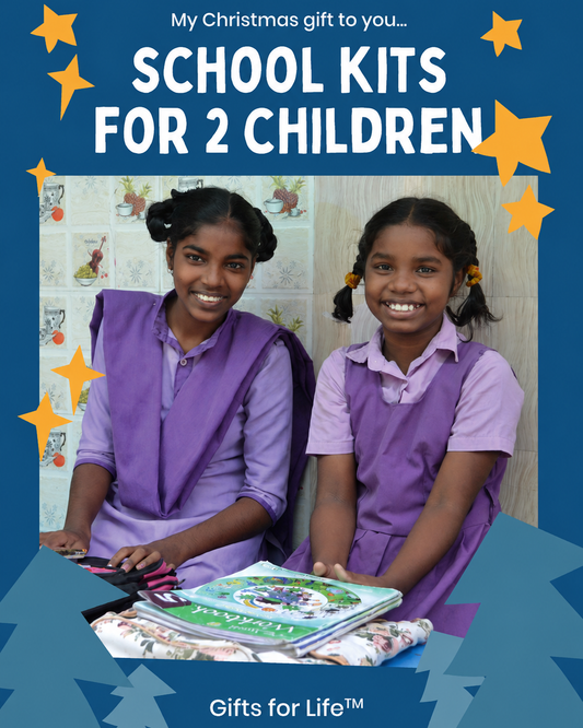 School Kits for Two Children Gifts for Life Christmas card